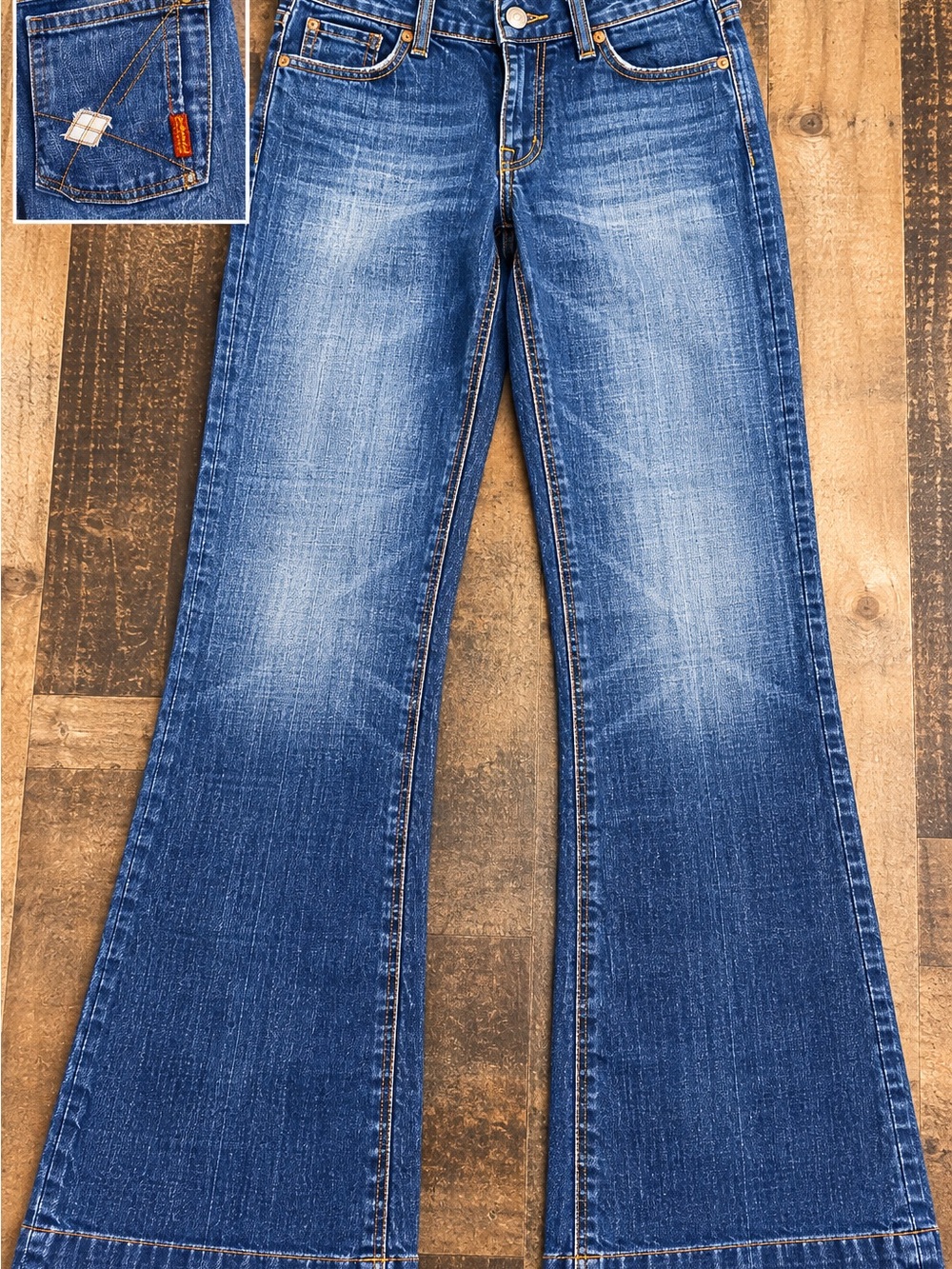 7 For All Mankind Womens 31 Bootcut Jeans Blue Distressed Made in USA